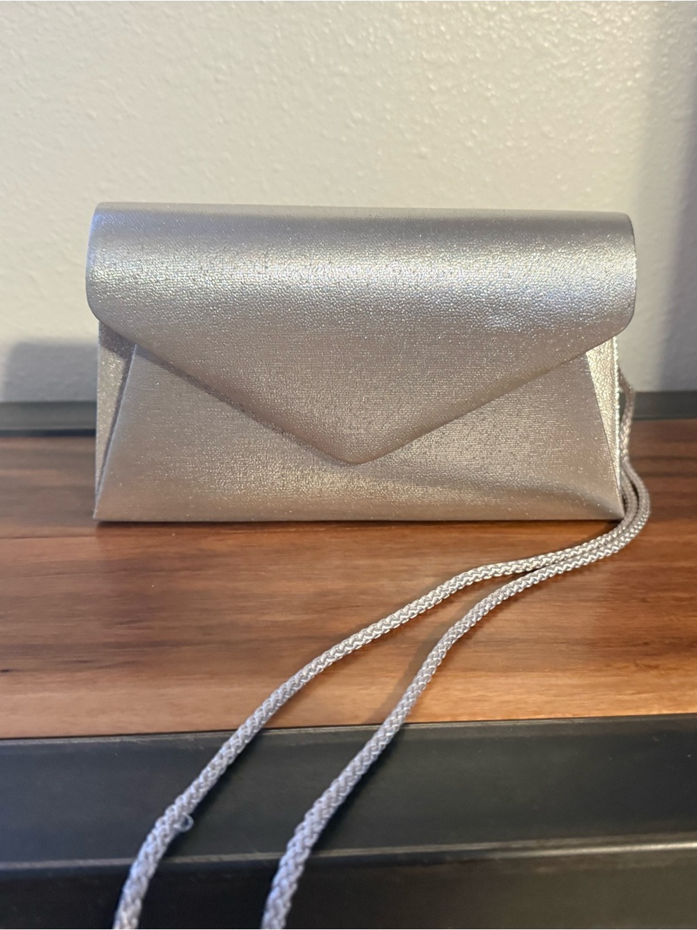 Preston & York Silver Metallic Envelope Clutch with Chain